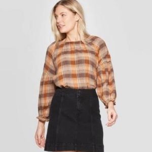 Universal Thread Brown Plaid Top